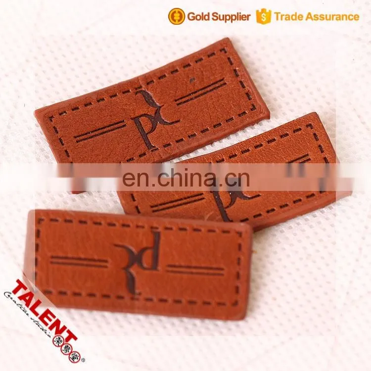 custom hot stamping brand logo decorate original leather patch for garment