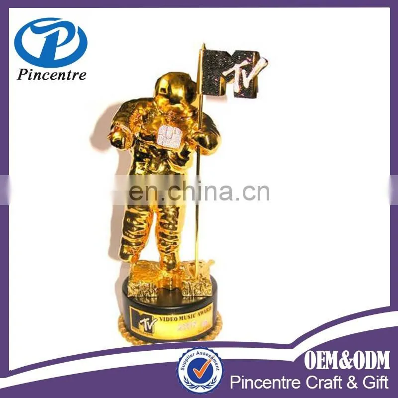 custom metal MTV trophy replica in store with round base