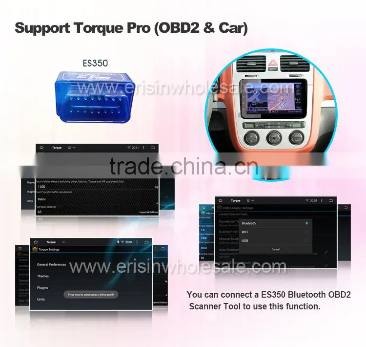 Erisin ES2802V Android 4.4.4 2 Din 8 inch Bluetooth Car Audio with GPS 3G WiFi for Passat