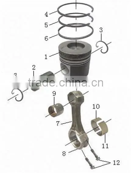 Diesel engine spare parts YC6108G Forged piston prices