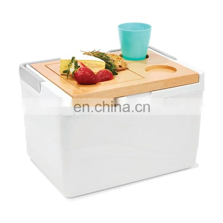 11L pu foam Food grade OEM insulated outdoor picnic cooler box with wooden lid portable cooler box wholesale eco friendly Gint