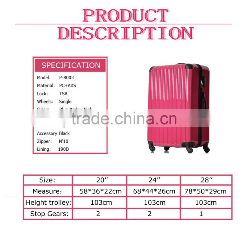 2015 new style ABS+PC japan design colourful luggage in Europe and Japan market