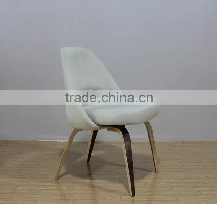 replica fiberglass wooden legs fabric/leather Saarinen executive chair by Eero Saarinen/Saarinen side chair