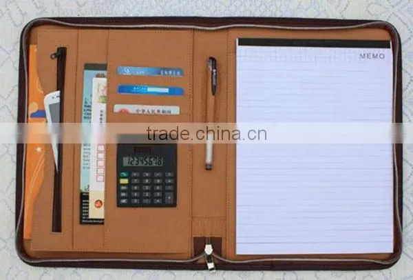 A4 size zipper portfolio organizer with card holder