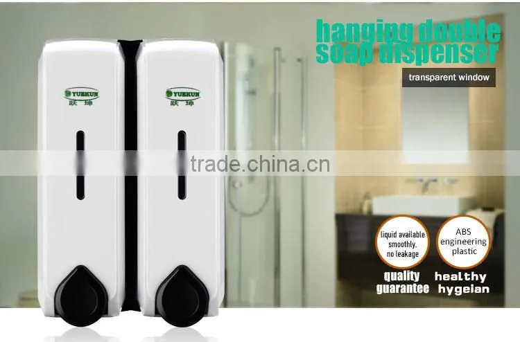 2*350ML Bathroom Double Hand Soap Dispenser/ABS Plastic Durable Manual Liquid Shampoo Shower Dispenser YK1051