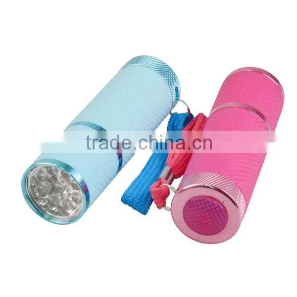 9LEDs Aluminum Glow in the Dark LED Flashlight