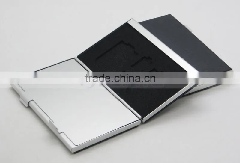 Leather Aluminum EVA Memory card Carrying Case for 4x SD Card and 4x TF Card