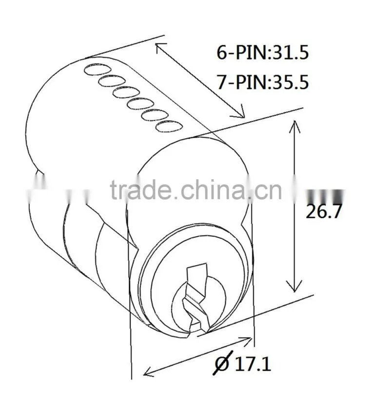 Large Format 6 Pins Interchangeable Core Cylinder