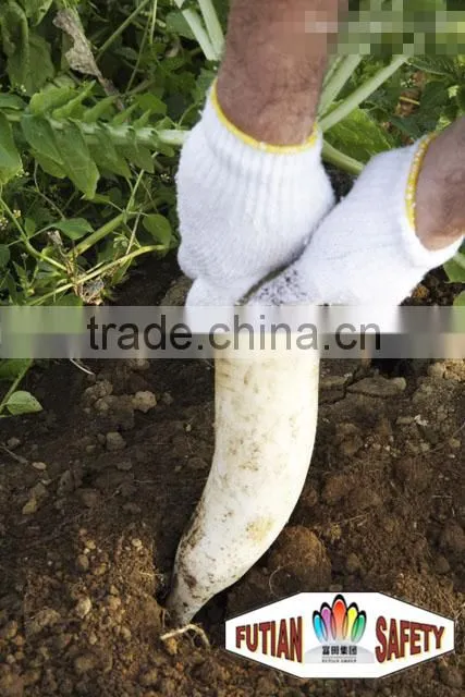 FT SAFETY 7G Poly-cotton nature white String Knit Gloves With PVC Dots for Safety
