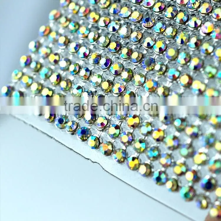 Wholesale 120 x 45cm Gold Aluminium Setting Transfer Crystal Rhinestone Mesh