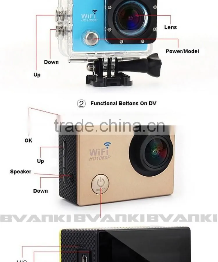 2016 trending products Action Camera 30M Waterproof Camera WiFi Full HD 1080p 12Mp Video DV Sports Camera accept paypal
