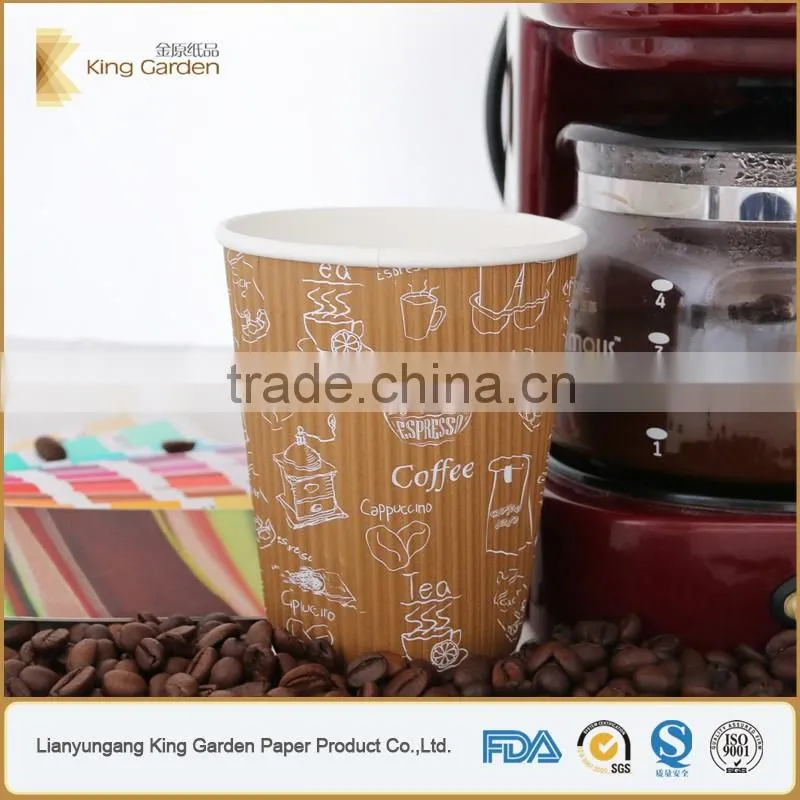 Triple Groove Layer Heat Insulated Wholesale Brown Coffee Cups