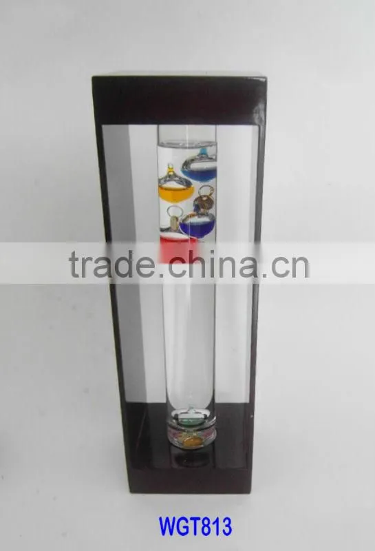 Galileo Thermometer, 5 Multi Colored Spheres with Gold Plated Temperature Tags