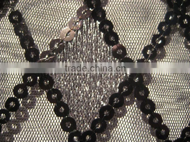 100% polyester fabric sequin mesh checks fabrics textile for lady clothing