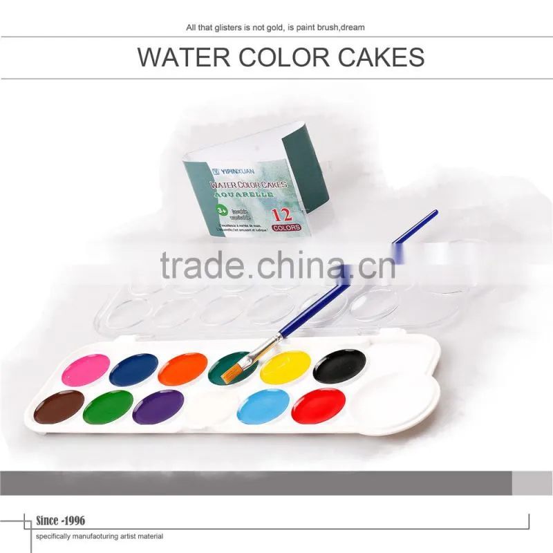 Washable 12 Colors Dry Water Color Cake For Aquarelle