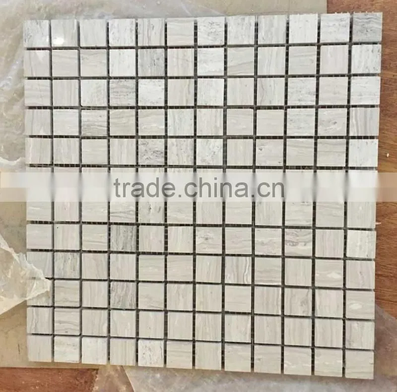 Hight Quality Honed Timber White Marble Square Mosaic Tiles