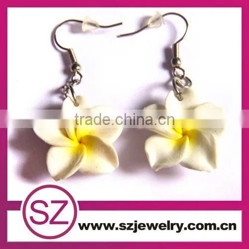 Popular polymer clay tear drop flower pattern dangle earring