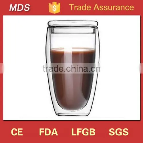 Factory price high borosilicate slanted stemless wine glass