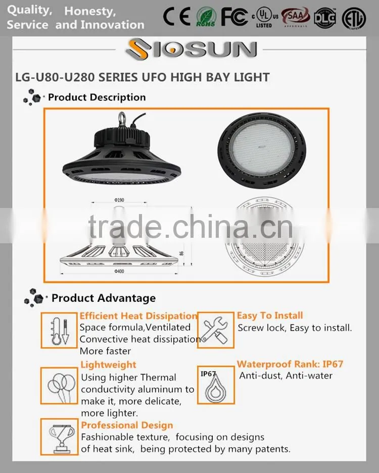 5 years warranty ufo 200w industrial led high bay light