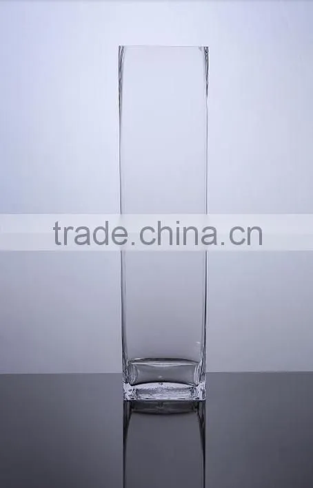Square straight long glass vase leadfree crystal high quality popular model handmade mouthblown