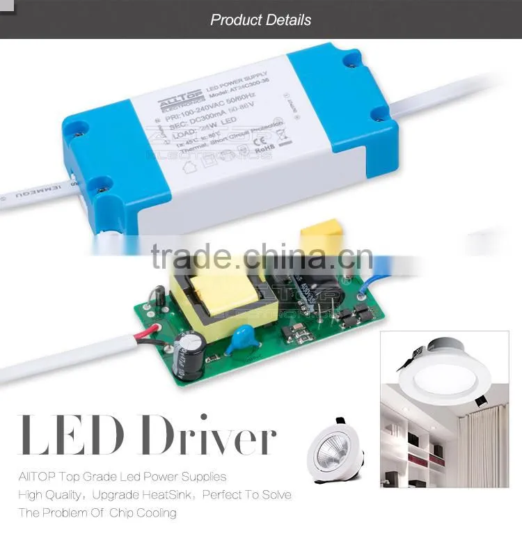 High efficiency constant current 24W 300ma led driver