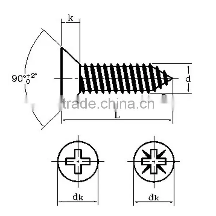 Mini Countersunk Bolt Tapping Screw Flat Head Bolt