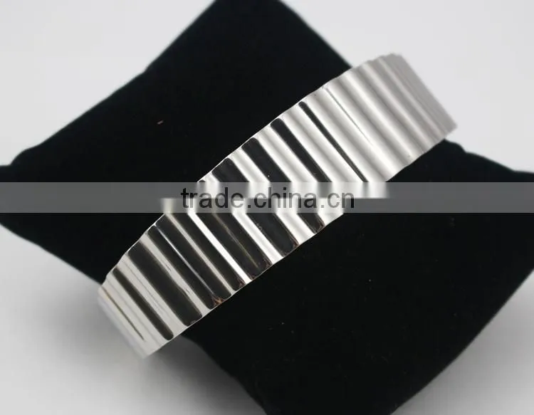 Mirror polish Personality lover bracelets jewellery accesories 304L/316L stainless steel for women men etched Stripe bangles