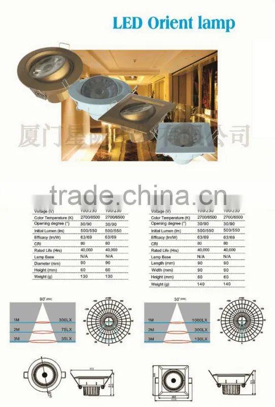 factory xiamen led downlight 7w rotatable 30 degree led downlight