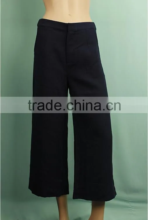 Plain dyed OEM service formal wear women 100% cotton 3/4 pants