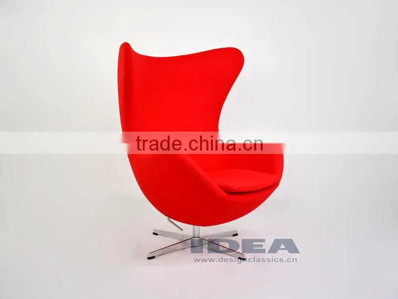 Replica Arne Jacobsen Egg chair - Red Wool Fabric - polished aluminum base