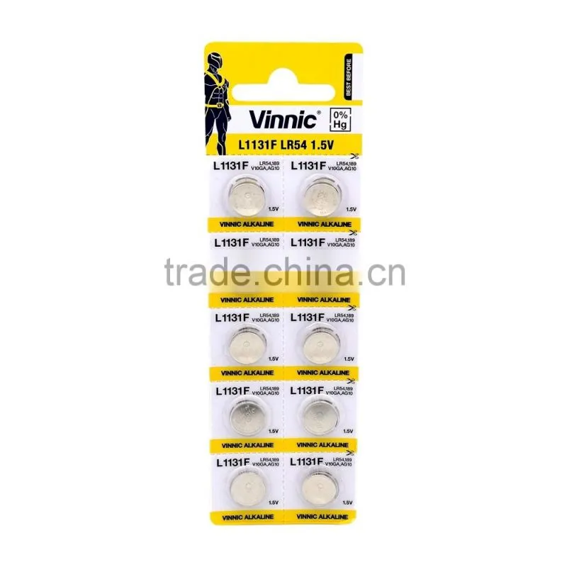1.5v alkaline battery LR54 Primary Button Cell ag10 L1131F