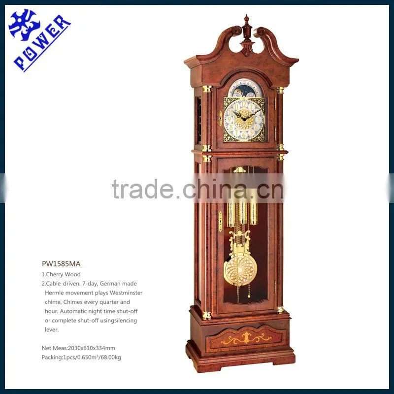 Mosaic pattern cherry wood Grandfather clock German made Hermle movement High quality PW1585MA
