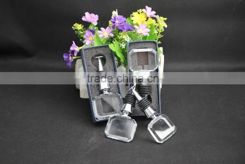 Factory directly sale best quality square cube crystal wine stopper for wedding gift