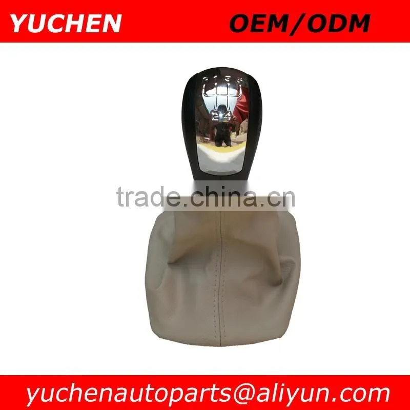 YUCHEN Car Shift Gear Knob With Black/Beige Leather Boot For Skoda Octavia II A5 MK2 2004-2010