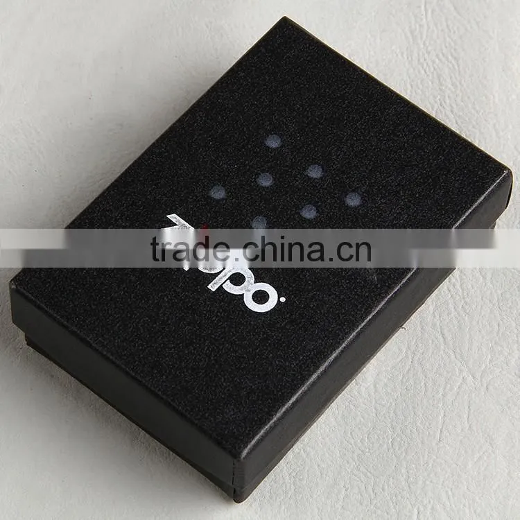 Zippo brand packaging box made by black matte paper board for light of cigarette smoking