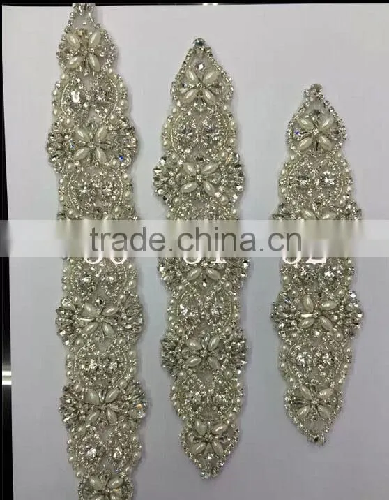Rhinestone applique,crystal bridal Sash applique, Rhinestone trim applique, rhinestone embellishment,wedding beaded applique