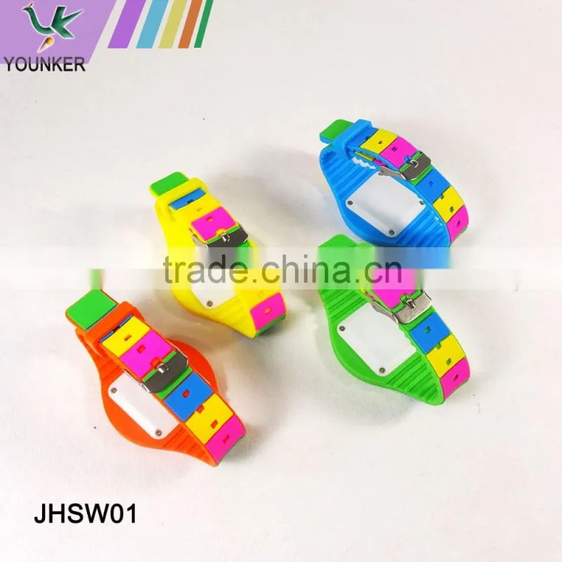 2016 Fashion Touch Screen LED Silicone Watch, Rainbow Band Led Silicone Watch