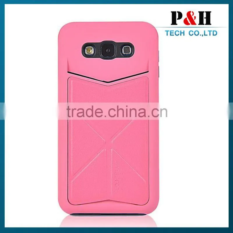 Luxury PU Leather Card Stand Case For Samsung Galaxy E7