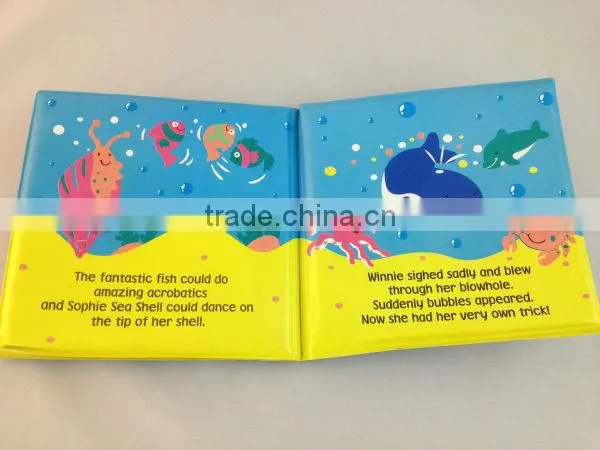 Eco-friendly plastic baby bath book, plastic flatable book
