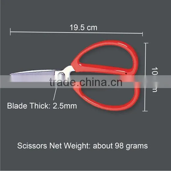 Comfortable handle stainless steel laser kitchen scissors