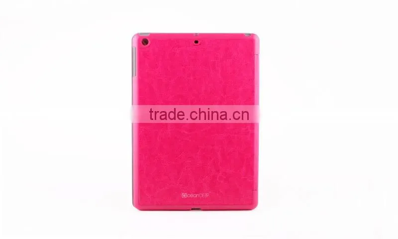 Oceandeep stand ftunction laptop leather custom case for ipad air smart cover case for ipad air accessories