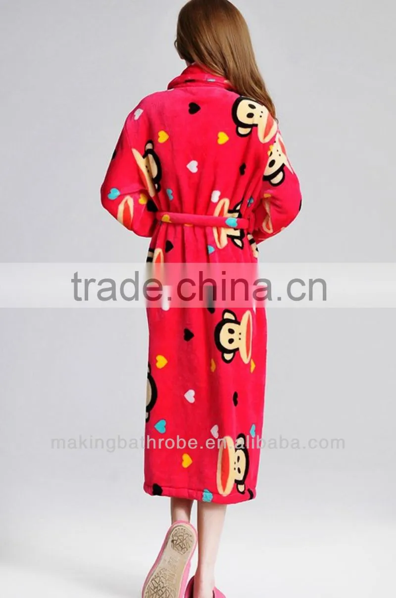 Cheap wholesale 100%polyester Printed bathrobes for women