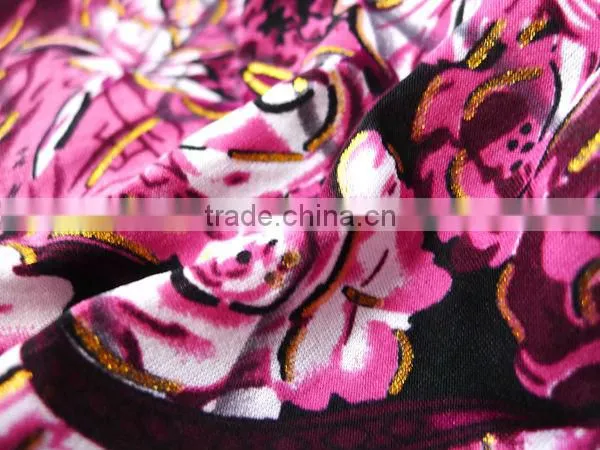 printed ITY fabric with golden metallic