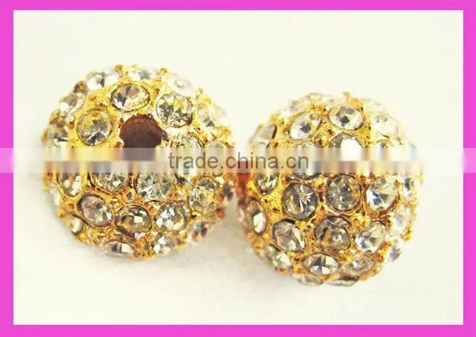 2013 crystal rhinestone ball beads metel pave alloy shamball beads gold ,silver ,rose gold,gunmetal color