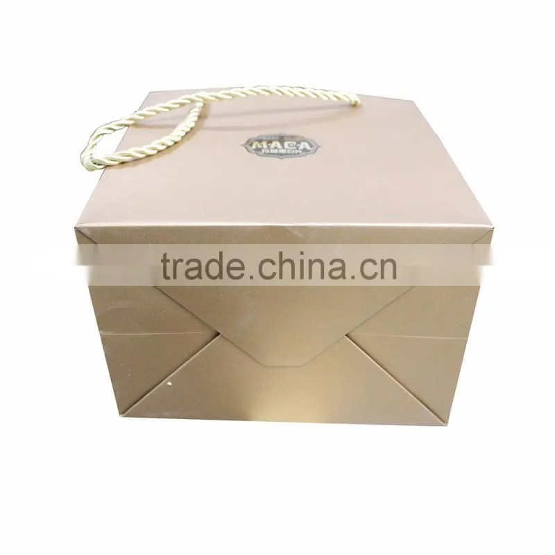 Golden square bottom decoration handmade paper bag