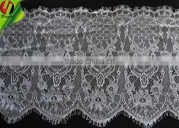 2015 New Design Fabric Nylon White Eyelash Lace