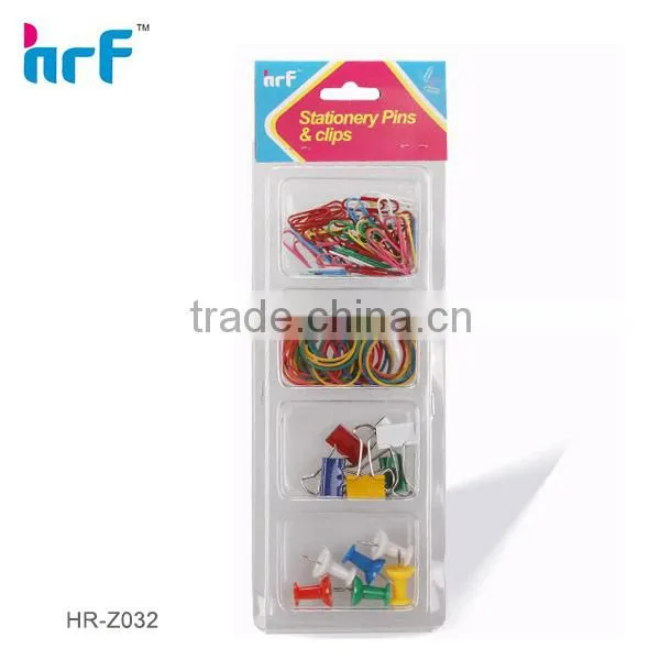 Colorful Stationery Clip set with mini Rubber Band
