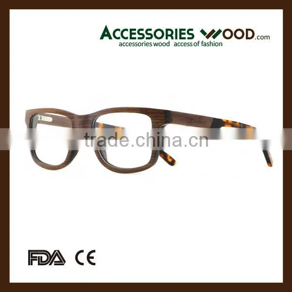 new design acetate arm wood eyewear clear glasses 100% real natural wooden frame RX lense