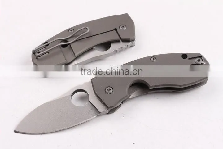 OEM D2 blade material pocket knife with Titanium alloy handle