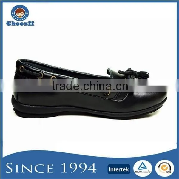 Hot Sale Black Color Simple Design Leather School Shoes